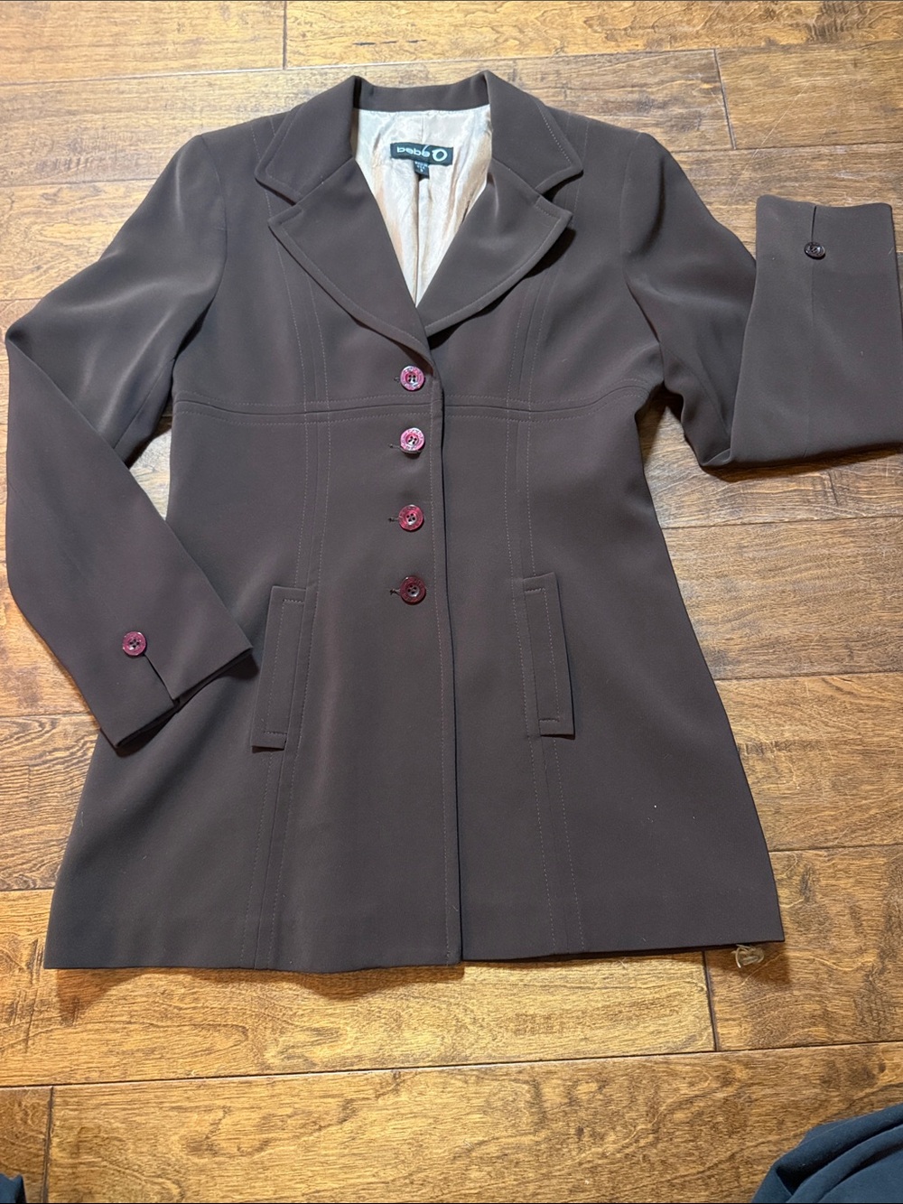 Vintage Bebe Brown Fitted Longline Blazer, size 8